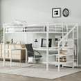 thumbnail image 3 of Queen Size Loft Bed with L-shaped Desk and USB, Metal Loft Bed with Wardrobe and Adjustable Shelf, High Loft Bed with LED for Teens Adults, White, 3 of 9