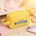 thumbnail image 4 of Butter Shape Pencil Case, Large Capacity Multi Purpose Storage Bag for Pens, Makeup, Stationery, Office, Office and Everyday Organization, 4 of 6
