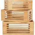 thumbnail image 2 of 3PCS Bamboo Wood Storage Bins Natural Wooden Boxes Crates for Storage, Decorative Wooden Basket Container with Handles for Home Kitchen Shelf Cabinet Drawer, 2 of 17
