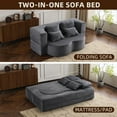 thumbnail image 5 of 79inch Queen Size Foldable Sofa Bed, Chenille Futon Sofa Couch, Floor Couch Bed with Armrest with Pillow, Convertible Sleeper Chair Bed made of High-Density Foam for Living Room, Dark Gray, 5 of 8