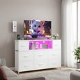 thumbnail image 6 of CONCETTA 55 inch TV Stand Dresser, 8 Fabric Drawers Storage Organizer for Bedroom Living Room, LED & Charging Station, White, 6 of 9