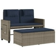 thumbnail image 3 of vidaXL Reclining Garden Bench with Cushions Grey Poly Rattan, 3 of 5