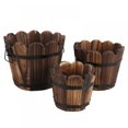 thumbnail image 5 of Retro Planting Flower Barrels Rustic Succulent Wavy Edge Planter Box Wood Barrels Flower Pot, 5 of 5