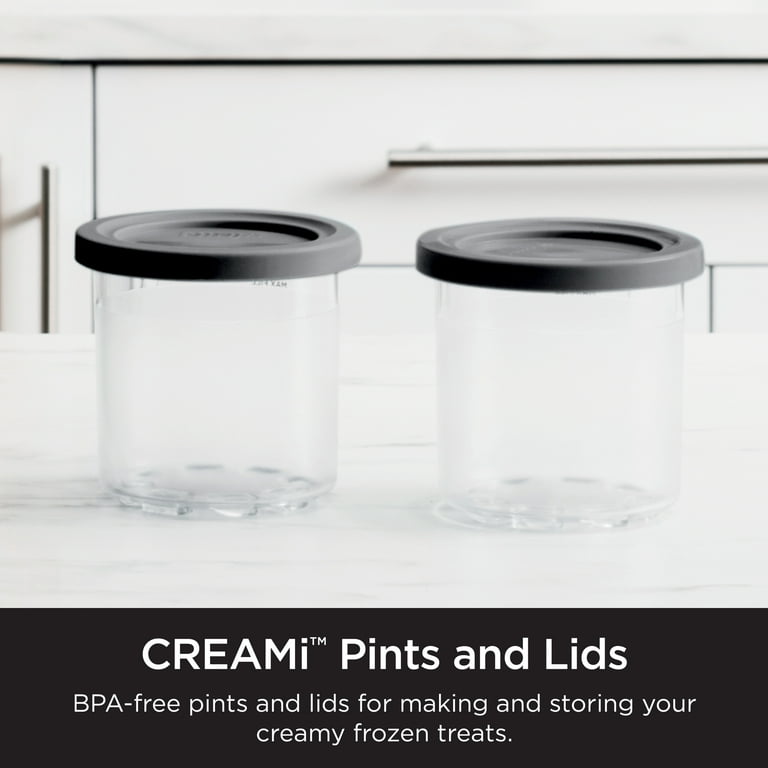 Creami Pints and Lids for Ninja - 4 pack, Creamy Icecream Containers Cups  Jars Tubs Canisters Set, Smoothie Pot Compatible with NC299AMZ & NC300s