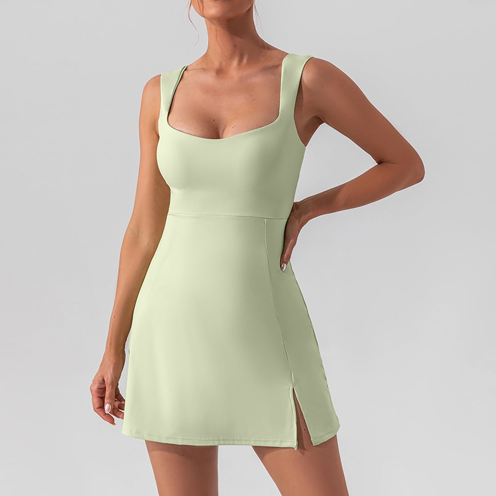 Tennis Dress Golf Dresses for Women Lightweight Breathable Side Slit Workout Dress Athletic Dresses with Built in Bra