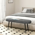 thumbnail image 4 of Gymax 47'' Upholstered Entryway Bench w/ Padded Seat & Heavy-duty Metal Frame Grey, 4 of 9