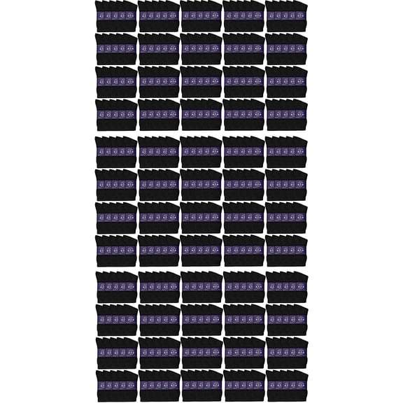 120 Pairs of Mens Value Mens Bulk Lightweight Cotton Crew Socks, Homeless Donation Cheap, Wholesale Sock (120 Pairs Womens Black Crew, one_size)