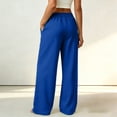 thumbnail image 5 of Women's Wide Leg Pants High Waisted Drawstring Elastic Waist Solid Color Loose Palazzo Lounge Pants with Pockets, 5 of 5