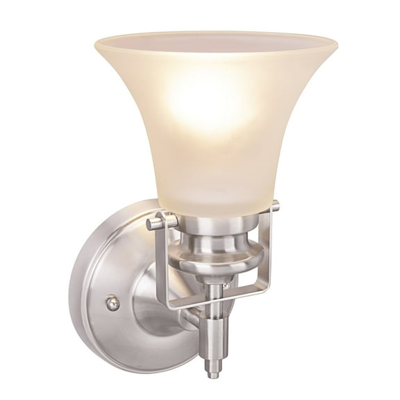 Aspen Creative 62157, One-Light Metal Bathroom Vanity Wall Light Fixture, 6" Wide, Transitional Design in Brushed Nickel