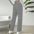 thumbnail image 4 of Maean Women's Striped Pants Fleece Fuzzy Lined Straight Leg Loose Trousers Casual High Waist Sweatpants, 4 of 7