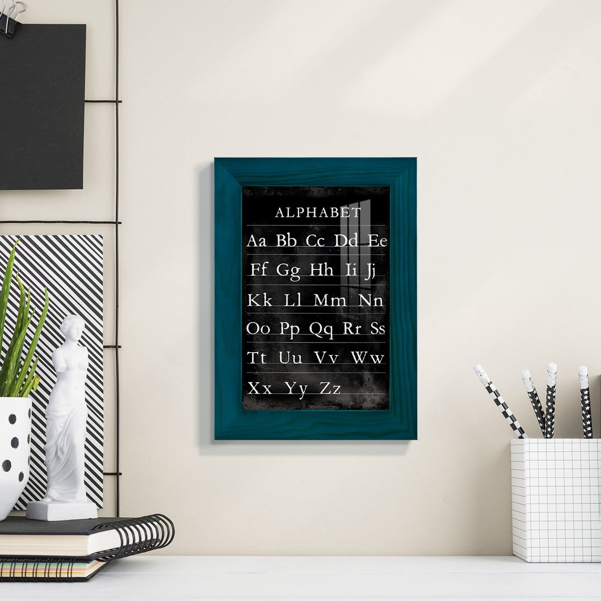 Alphabet Chart - Framed Print w/glass - Ocean Blue