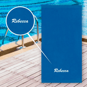 Kaufman -Personalized Velour Beach Towel and Pool Towel 100% Cotton 30" X 60" Embroidered (Cobalt)