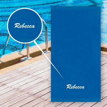 Kaufman -Personalized Velour Beach Towel and Pool Towel 100% Cotton 30" X 60" Embroidered (Cobalt)