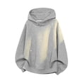 thumbnail image 4 of Rhuody Men Fall Hoodies Round Neck Solid Color Long Sleeve Oversized Pullover Sweatshirt M Grey, 4 of 4