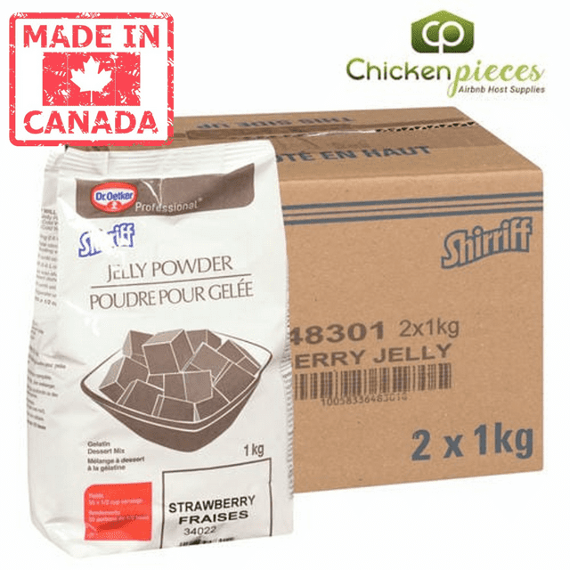 Shirriff Gelatin Strawberry Powder 1Kg/2.20Lbs (2/Case)-Canadian Made