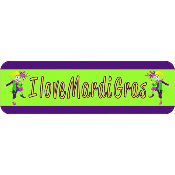 10in x 3in I Love Mardi Gras Vinyl Bumper Sticker Decal Car Window Stickers Decals