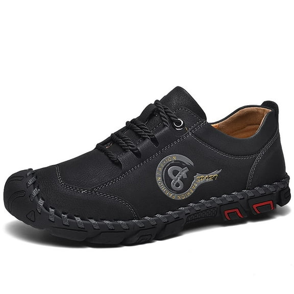Men Vintage Leather Loafers Summer Casual Walking Shoes Driving Boat Moccasins Black 10 US