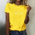 thumbnail image 6 of Valentines Day Shirt for Women Heart Print Round Neck Tee Fashion Casual Short Sleeve Tops ,Yellow,3XL, 6 of 7