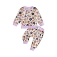 thumbnail image 1 of ZAXARRA Bébé Fille Vêtements Fleur Citrouille Impression Col Rond Sweat-Shirt à Manches Longues Pantalons Ensemble 2Pcs Automne Tenues, 1 of 7