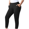 thumbnail image 6 of Plus Size Workout Leggings for Women High Waisted Lounge Gym Yoga Pants Fitness Exercise Stretch Soft Pants with Pockets Black XL, 6 of 7