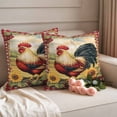 thumbnail image 2 of Red Rooster Flowers Egg Pillow Covers 2 Pack Vintage Style Farm Rooster Red Plaid Pillowcase Waterproof Outdoor Throw Pillow Cover for Patio Garden Square Cushion 18”x18”, 2 of 9