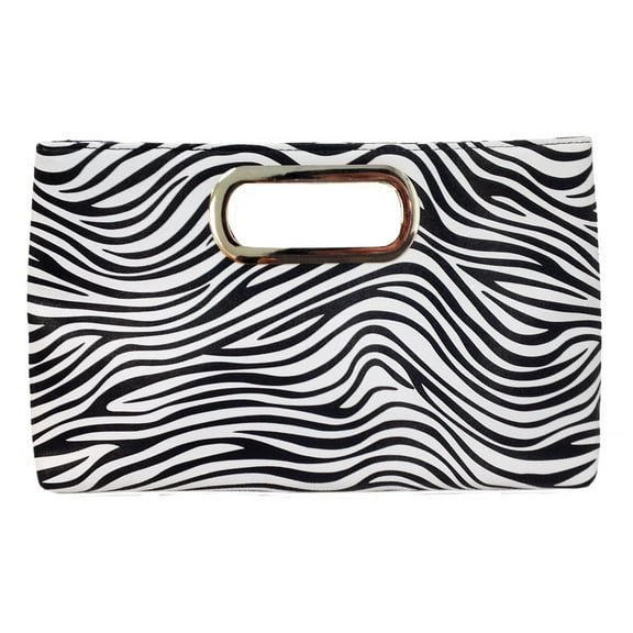 Top Handle Zebra Print Clutch