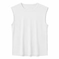 thumbnail image 3 of LEKWK Mens Tank Top Linen Lightweight Crew Neck Casual Muscle Shirts Breathable Loose Fit Comfy Solid Summer Tops Fashion Beach Vacation Daily Outfits, 3 of 7