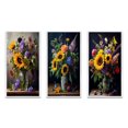 thumbnail image 2 of Designart "Sunflower Bouquet with Blossoming Wildflowers II" Sunflower Framed Wall Art Set Of 3 - Yellow Traditional Frame Gallery Set For Office Decor, 2 of 6