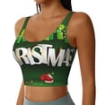 thumbnail image 2 of Goofa Merry Christmas Printed Sports Bras for Women, High Impact Running Bra Workout Crop Tank Tops Longline Sports Bra Push up-Large, 2 of 9