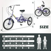 MOPHOTO Folding Adult Tricycle 7-Speed, 20 Three Wheel Cruiser Bike with Basket, Foldable Tricycle for Women,Seniors,Fold up Adult tricycle
