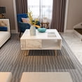 thumbnail image 4 of Ronas 35" Modern Square Coffee Table with Open Storage Shelf, Solid Wood Legs, Quality Engineered Wood, White & Marble Finish, 4 of 8