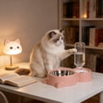 thumbnail image 5 of SHENGXINY Stainless Steel Cat Food Bowl and Water Bowl Set - 2 in 1 Automatic Gravity Water Dispenser, Leakproof Clean Feeder for Small Medium Dogs & Cats Pink 13.78x6.1x9.84in, 5 of 6