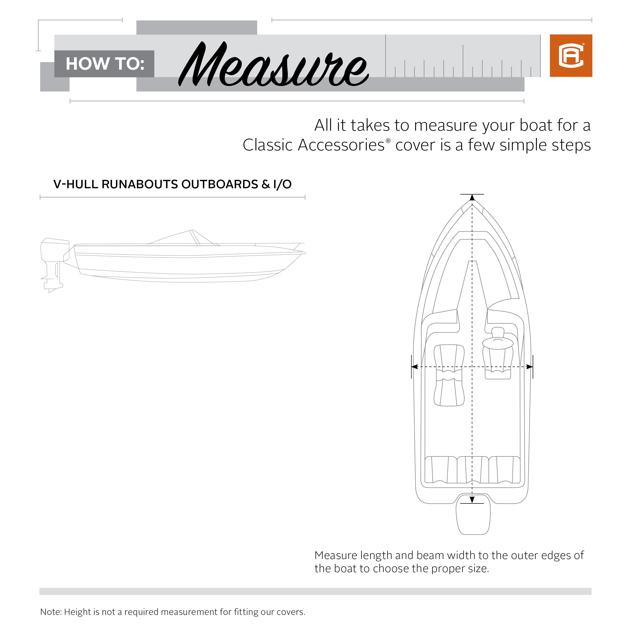 Classic Accessories StormPro Heavy-Duty V-Hull Inboard/Outboard Boat Cover, Fits Boats 20 ft 6 in - 21 ft 6 in long x 96 in wide