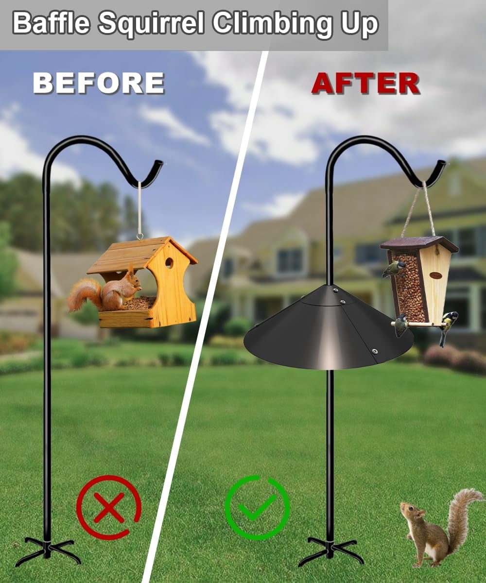 Metal Squirrel Baffle for Bird Feeder Pole, Outside Pole Mount Bird House Guard for Outdoor Shepherd’s Hook, 19 Inch, 1 Pack