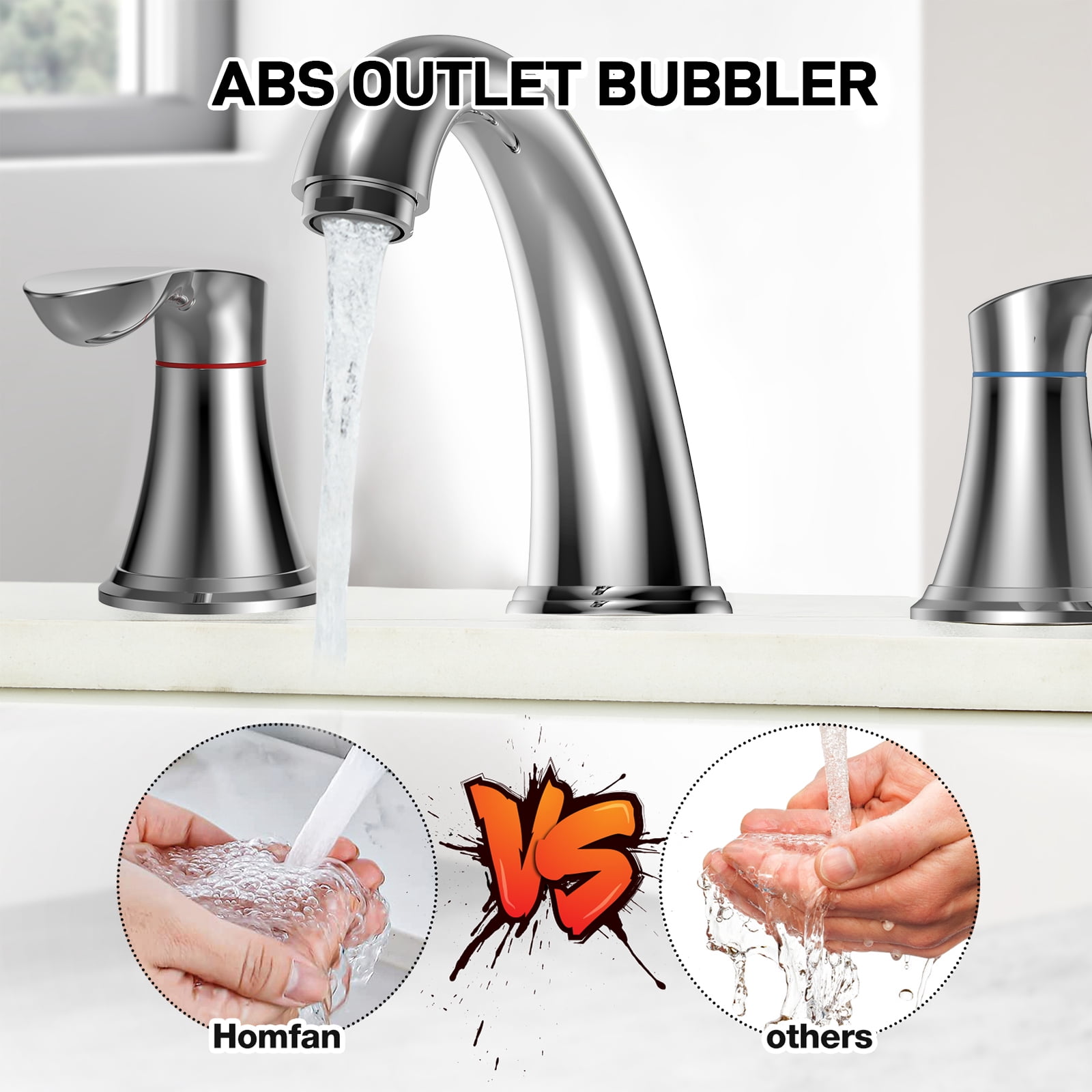 Bathroom Faucet 3 Hole, 8" Widespread Bathroom Faucets for Sink 3 Hole Brushed Nickel with Pop-Up Drain, CUPC Hose Water Supply Lines