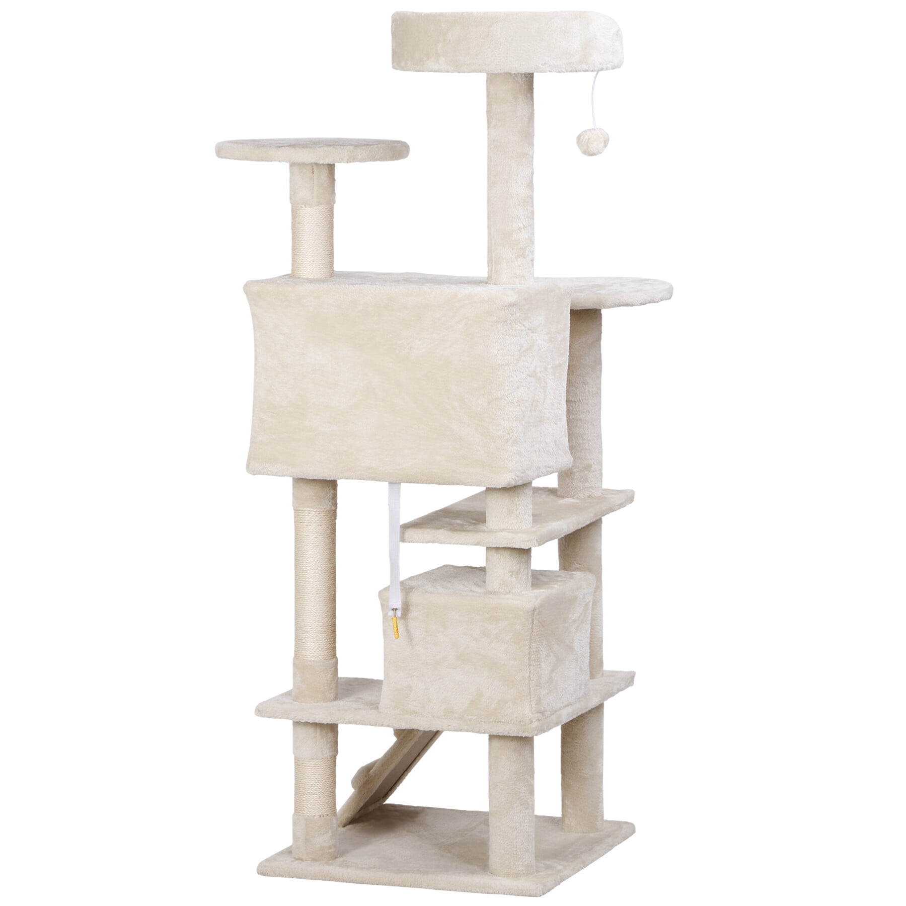 ZENSTYLE 53" Cat Tree Scratching Post Condo Tower Pet Kitty Playhouse, Beige