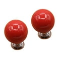 thumbnail image 1 of Shisuyan 2pcs European Rural Design Single Hole Round Ceramic Kitchen Cupboard Cabinet Drawer Door Knobs Pull Handles (Red), 1 of 8