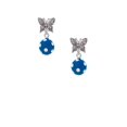 thumbnail image 2 of Delight Jewelry Silvertone 3-D Frosted Blue Resin Ornament with Crystals Silvertone Antiqued Butterfly Post Earrings, 2 of 4