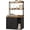 Black + Retro, variant on 55 Inch Cat Litter Box Enclosure Furniture with Storage Shelves and Charging Ports, Wooden Cat House for Living Room Entryway Use, Rustic Brown