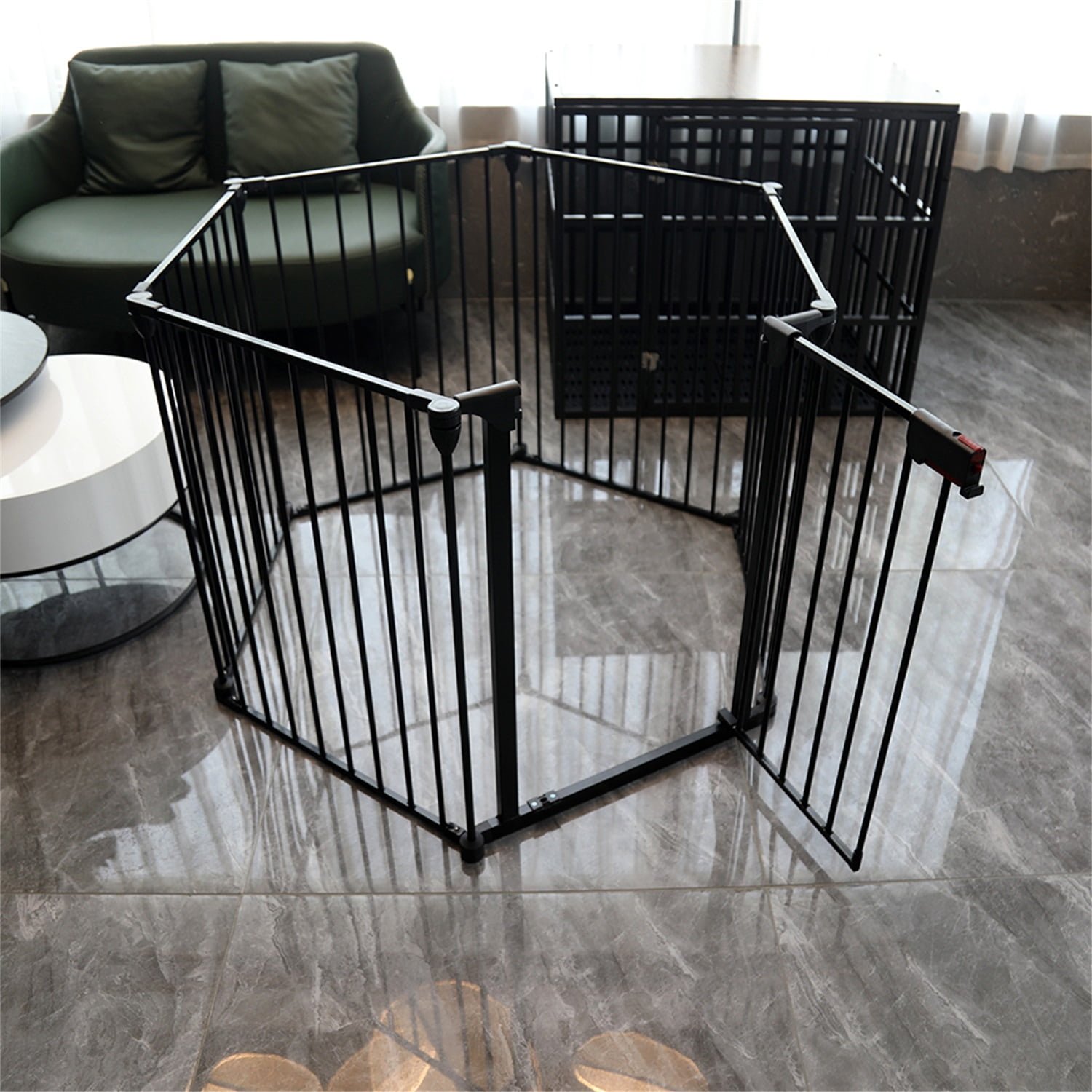 Pefilos 6 Panel Play Yard Dog Fences Indoor, Dog Playpen for Multiple Sizes of Dog, Designed for Camping, Black Pefilos 6 Panel Play Yard Dog Fences Indoor, Dog Playpen for Multiple Sizes of Dog, Designed for Camping, Black