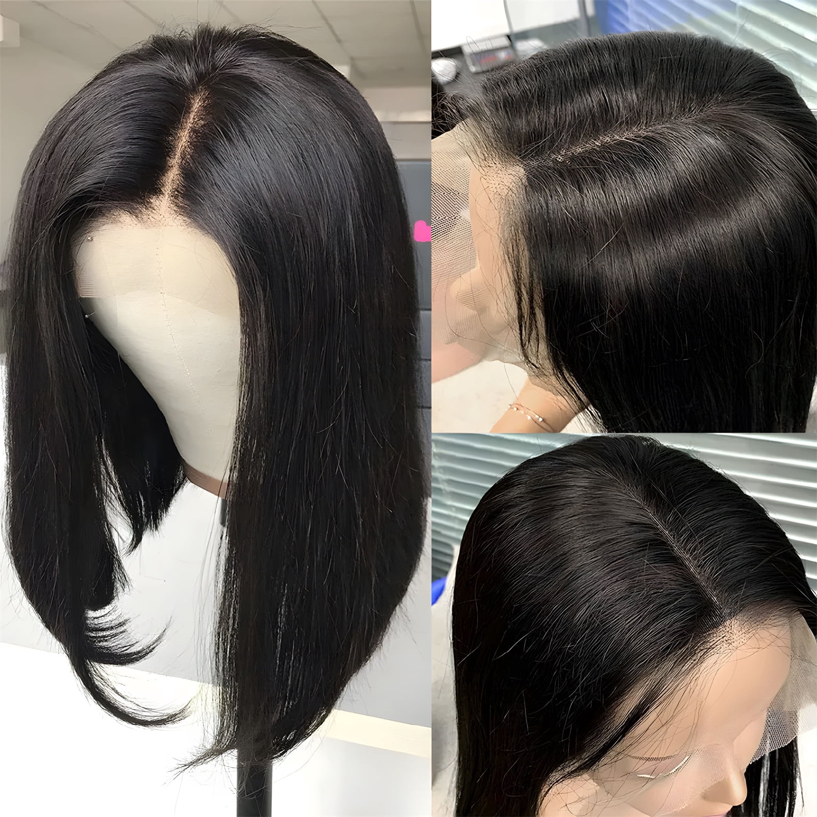 12" 13x4 Lace Front Bob Wigs Human Hair, HD Lace Bob Wig Human Hair