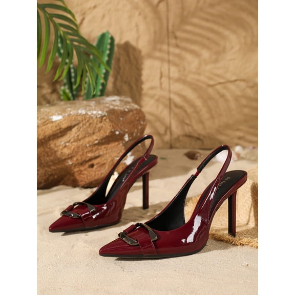 Ladies' Fashion Elegant Patent Leather Pointed-Toe Stilettos, Comfortable Simple and Versatile Thin High Heels