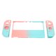 thumbnail image 5 of Funda protectora de silicona para consola de juegos con agarre ergonómico degradado para Switch OLED azul rosa, 5 of 10