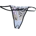 thumbnail image 2 of Victoria's Secret Embroidered Lace V-String Panty Color Black & White Size X-Large NWT, 2 of 3