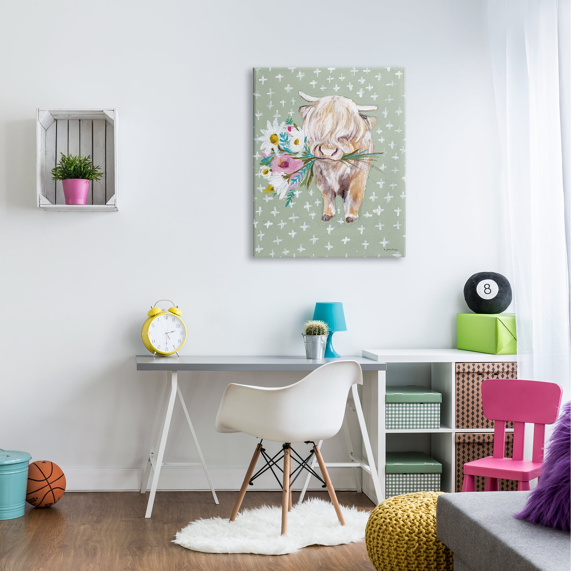 Stupell Industries Welcoming Stott Ox Holding Flowers Studded Pattern,30 x 40, Design by Jessica Mingo