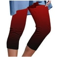 thumbnail image 3 of QATAINLAV Maternity Leggings for Women Plus Size Summer High Waisted Capri Leggings Trendy Gradient Print Cropped Yoga Pants Casual Buttery Soft Tight Capris Warehouse Sales Today Red XXL, 3 of 6