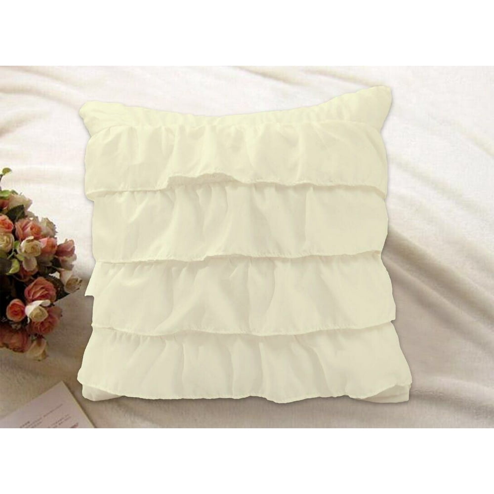 Katy Solid Ruffled Decorative Throw Pillow Cushion Living Room