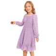thumbnail image 3 of Arshiner Girls A-Line Dresses Chiffon Long Sleeve Square Neck Swiss Dot Flowy Casual Party Dress, 3 of 6