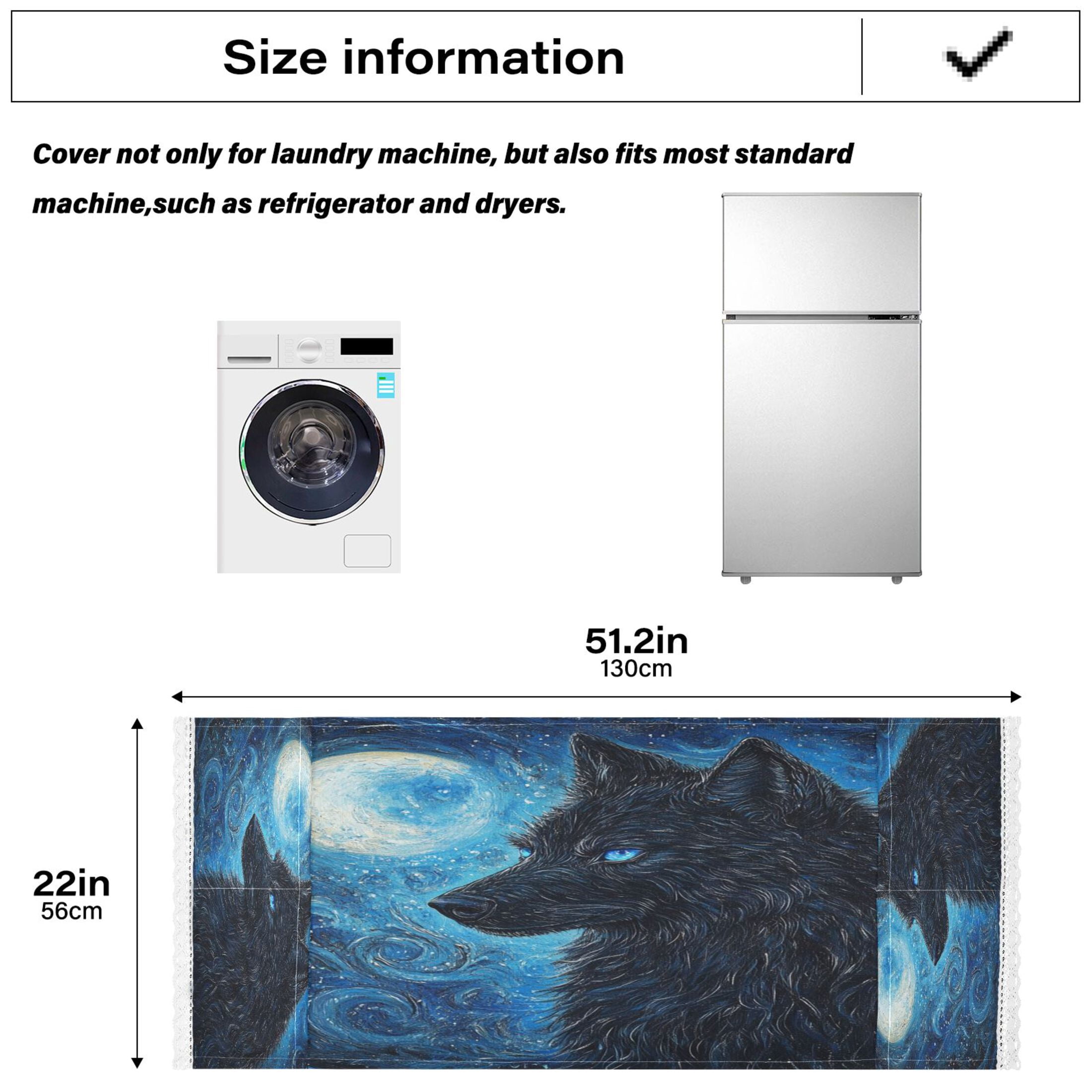 WOBOGO Cool Black Wolf Washing Machine Cloth Dryer Refrigerator Top Cover Protective Non-Slip Mat For Kitchen Laundry