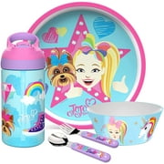 Jojo Siwa Dinnerware Set Includes Plate, Bowl, Water Bottle, and Utensil Tableware, Made of Durable Material and Perfect for Kids (Jojo Siwa, 5 Piece set, BPA-Free)